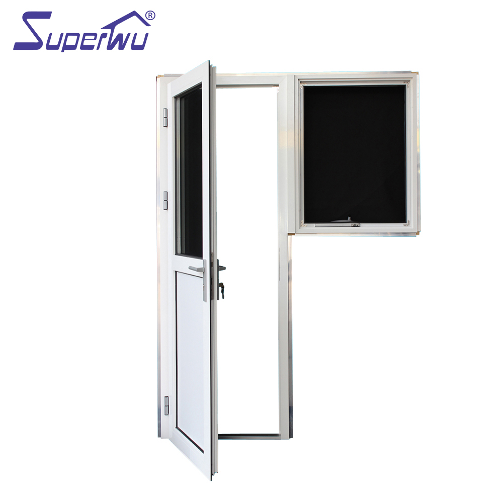 New Design Half Toughened Glass Half Aluminum Panel Hinged Doors Aluminum Glazed French Doors