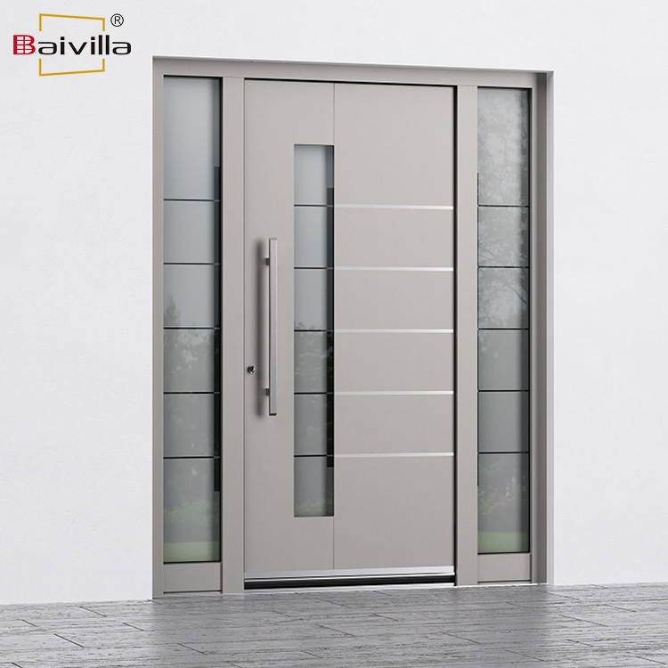 Custom Villa Exterior Entrance Security Door Smart Lock Password Electronic Front Entry Aluminum Alloy Glass Fire Prevention