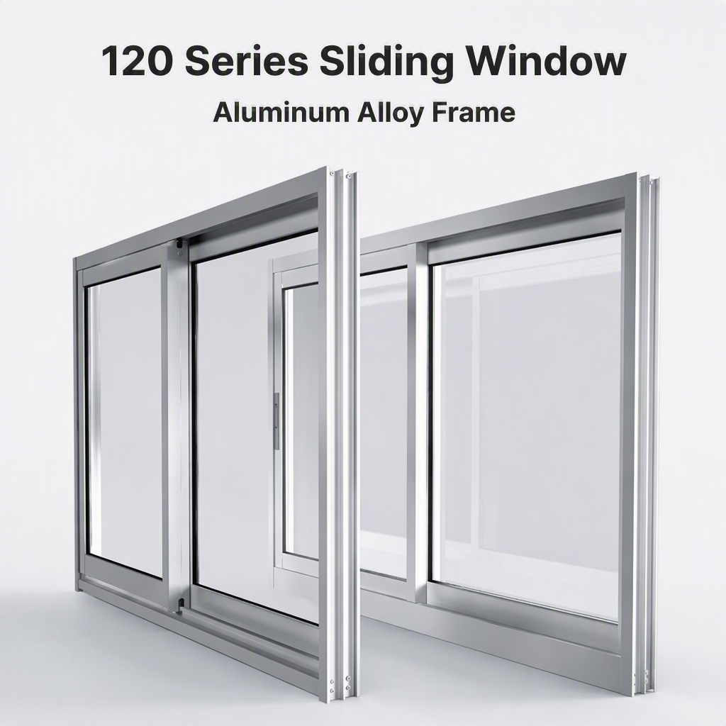 120 Series Horizontal Sliding Window Modern Bathroom Exterior Aluminum Alloy Frame Double Low E Glass