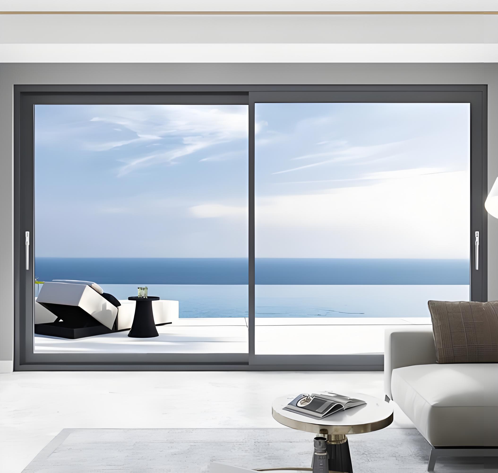 Modern Frame Black Aluminum Double Glazed Tempered Glass Patio Sliding Door Hurricane Impact Sliding Patio Doors