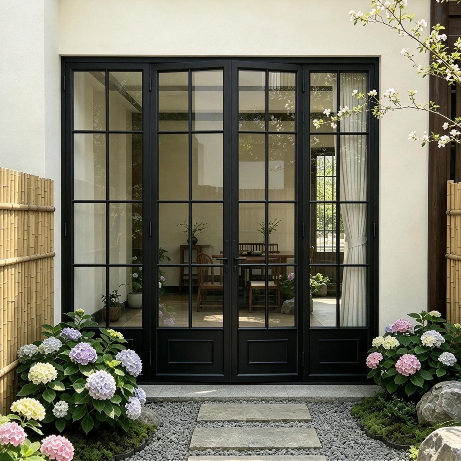Modern Aluminum French Door Double Casement Swing Patio Entry Door Thermal Break Tempered Glass Luxury Villa ODM Factory China