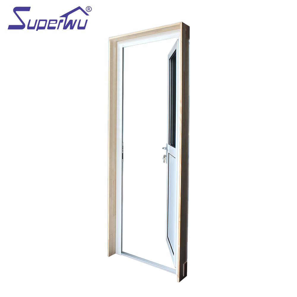 New Design Half Toughened Glass Half Aluminum Panel Hinged Doors Aluminum Glazed French Doors