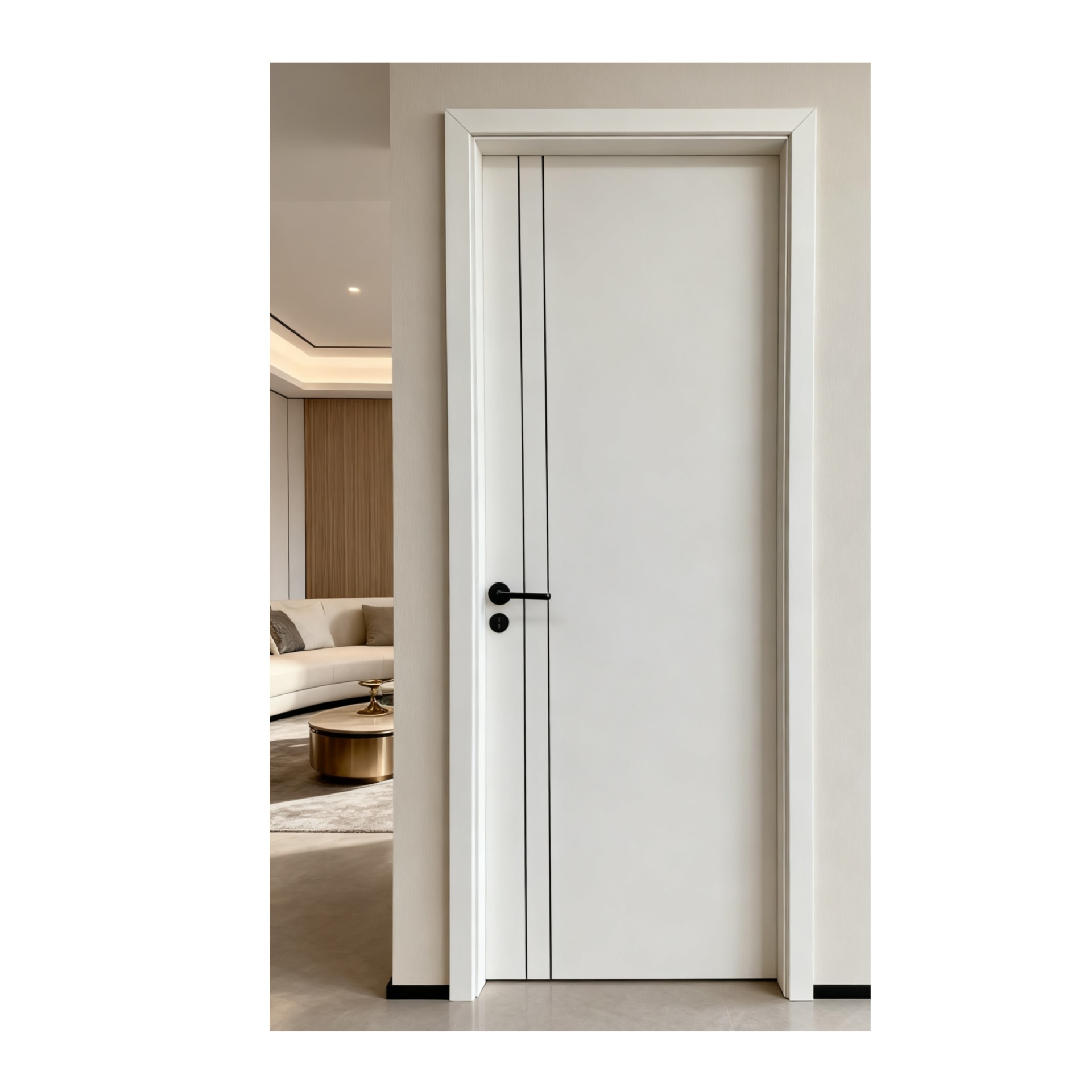 High End Minimalist Fluted Single Room Door Custom Aluminum Frame Stable Structure For Indoor
