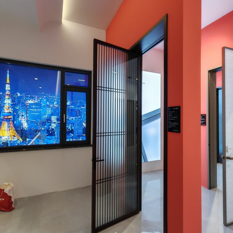 Aluminum Alloy Double-Layer Glass Fiberglass Side Opening Door Ultra-Narrow Minimalist Design Fireproof Soundproof Kitchen