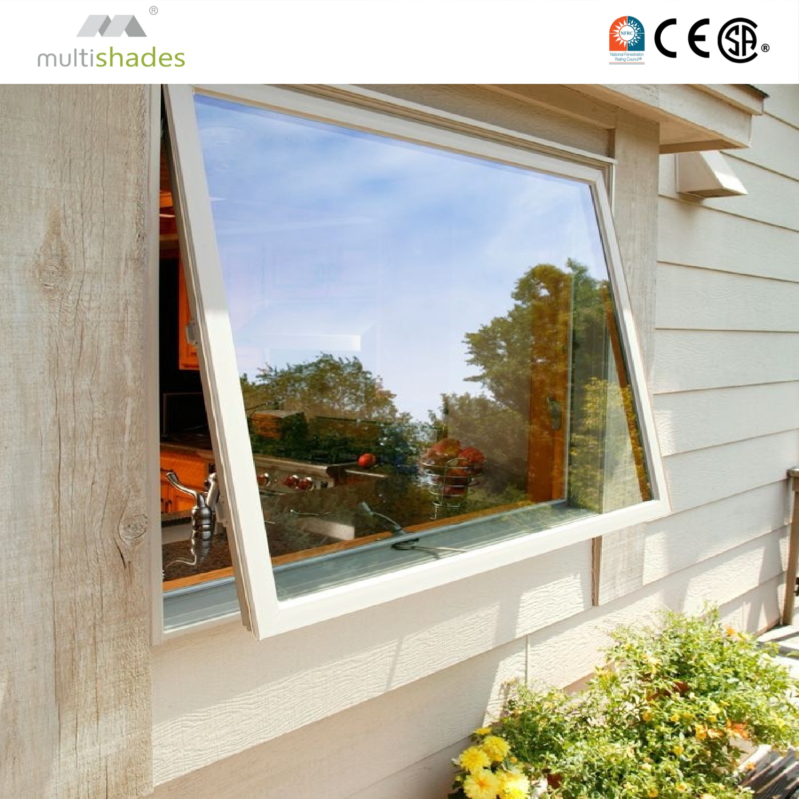 Multishades OEM ODM Custom Modern Swing Louver Awning Window with German Hardware Built-In Screen for Outdoor Kitchen Villa Use