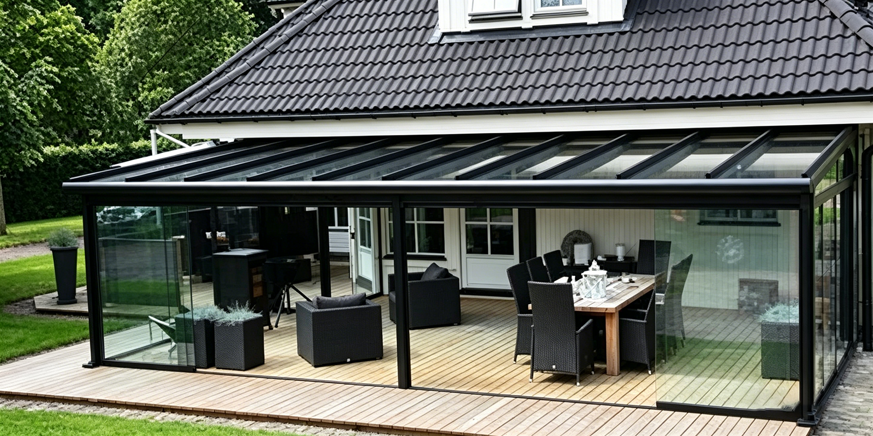 Custom aluminum sunroom with insulated glass roof