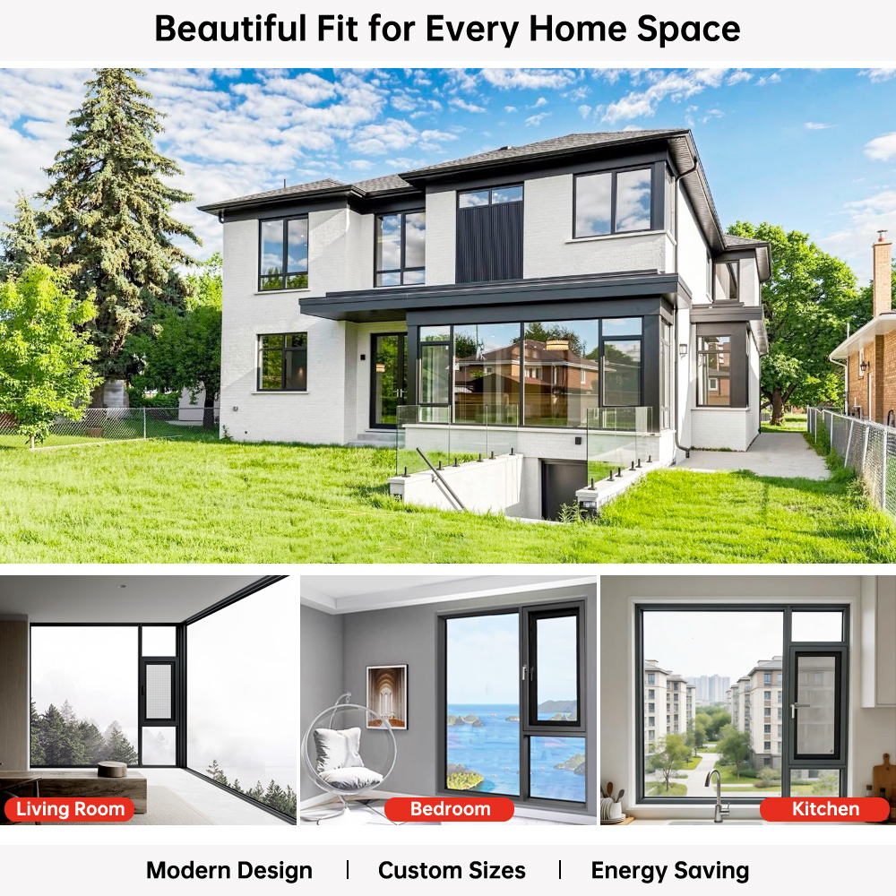 EEHE Modern Arched Thermal Insulation Casement Windows Aluminum NFRC Certified Double Glazed Soundproof Swing Windows For Villa