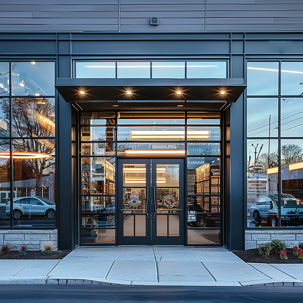 Store Front Door Factory Price Commercial Doors Slidng System Aluminum Frame Tempered Glass Storefront Door