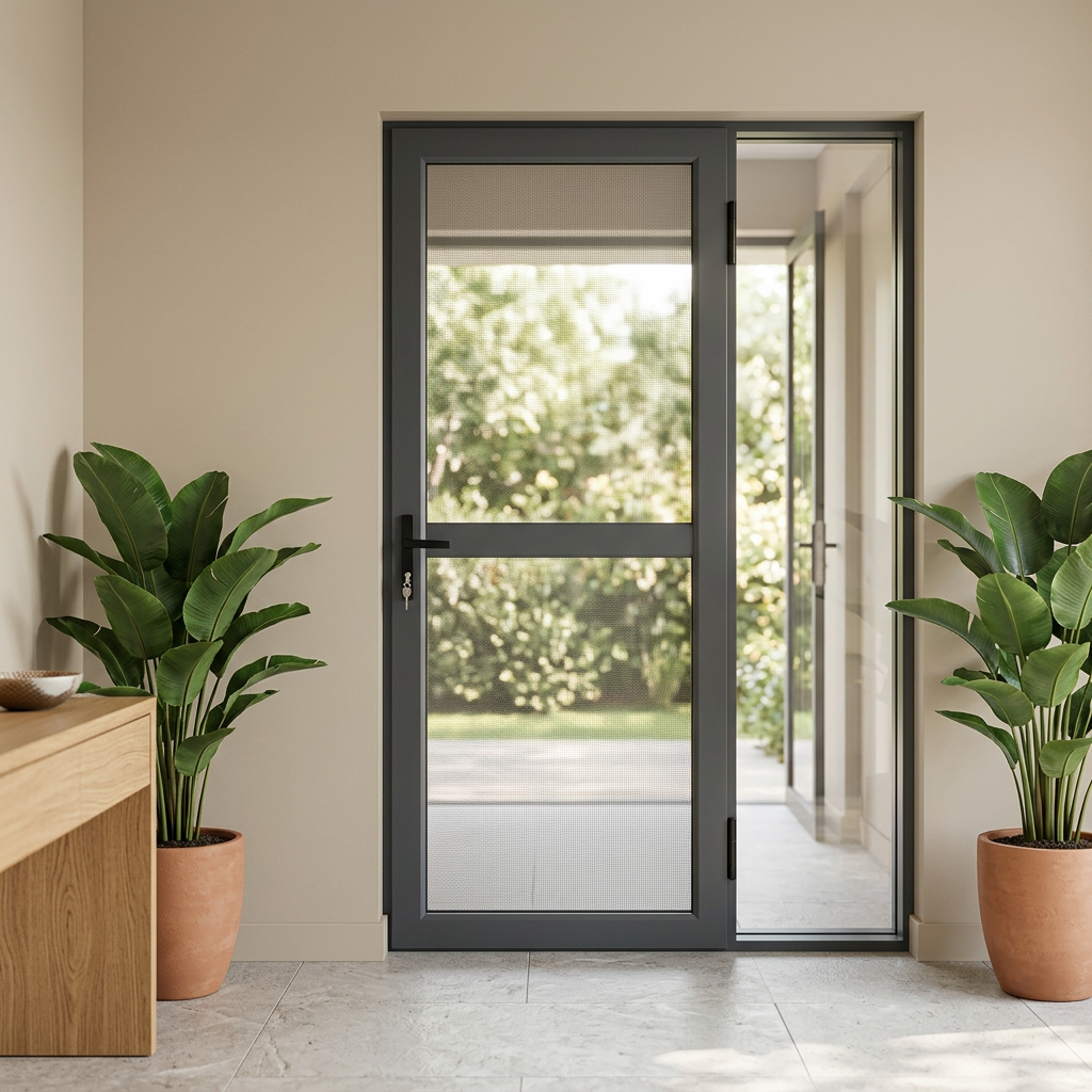 Aluminum Security Screen Door, Alu Frame 304 Stainless Steel Diamond Mesh, AntiTheft Lockable Custom Size for House Villa