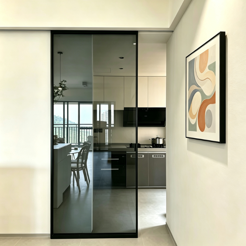 Modern Interior Aluminum Glass Sliding Wall Pocket Door for Bedroom Office