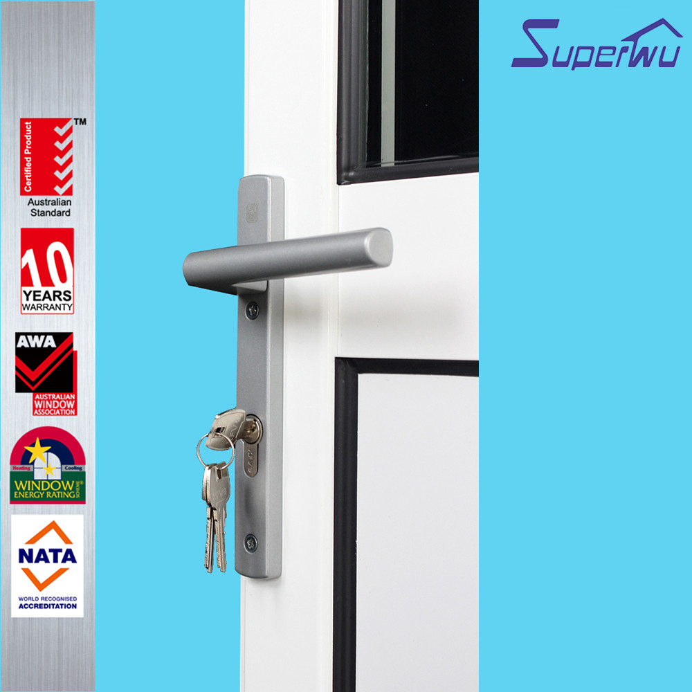 New Design Half Toughened Glass Half Aluminum Panel Hinged Doors Aluminum Glazed French Doors