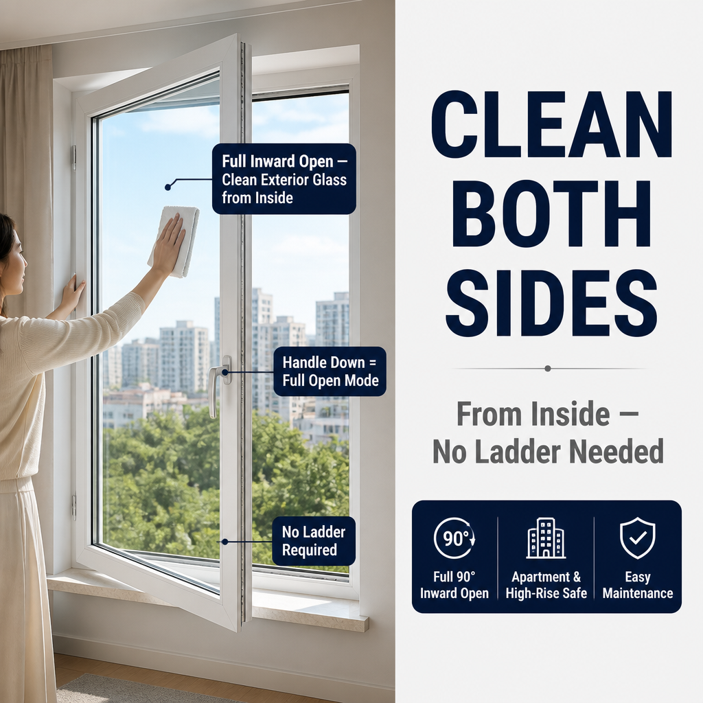 NFRC CE Certified Aluminum Tilt-Turn Window with Thermal Break and Impact Resistance for Modern Bathrooms