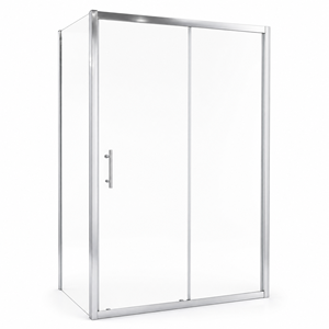 Modern Minimalist Sliding Shower Door Bright Silver Aluminium Frame