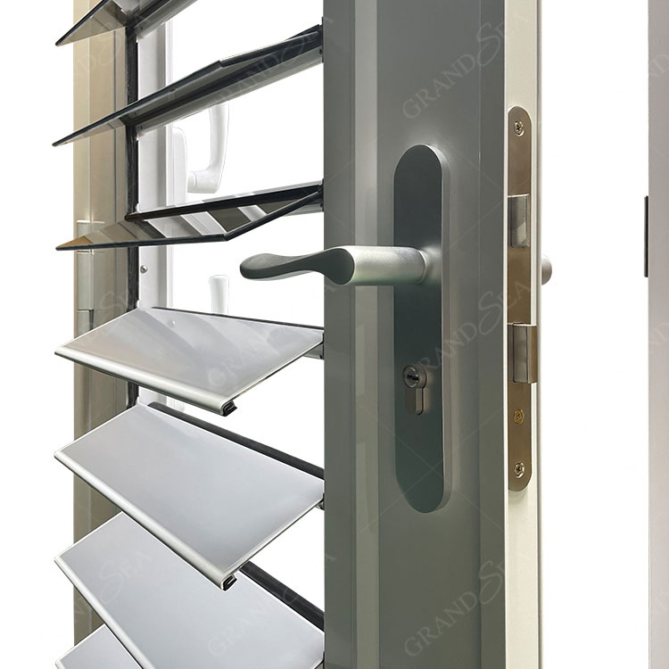 Half Aluminum Half Glass Exterior Hurricane Proof Stained Glass Aluminum Louver Swing Doors for Caribbean Area