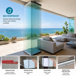 Full View Exterior Folding Bi-Fold Sliding Glass Balcony Window System with Aluminum Frame Folding Door