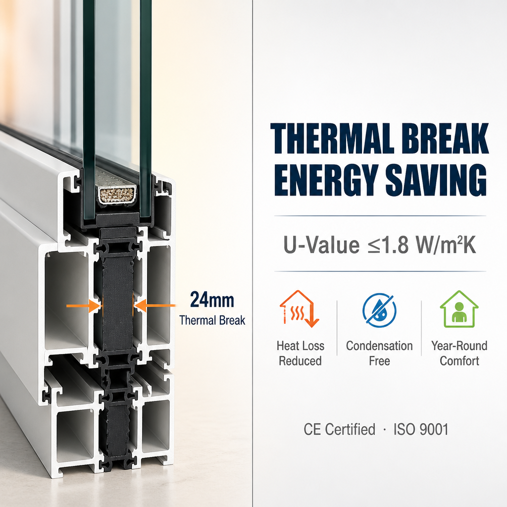 NFRC CE Certified Aluminum Tilt-Turn Window with Thermal Break and Impact Resistance for Modern Bathrooms