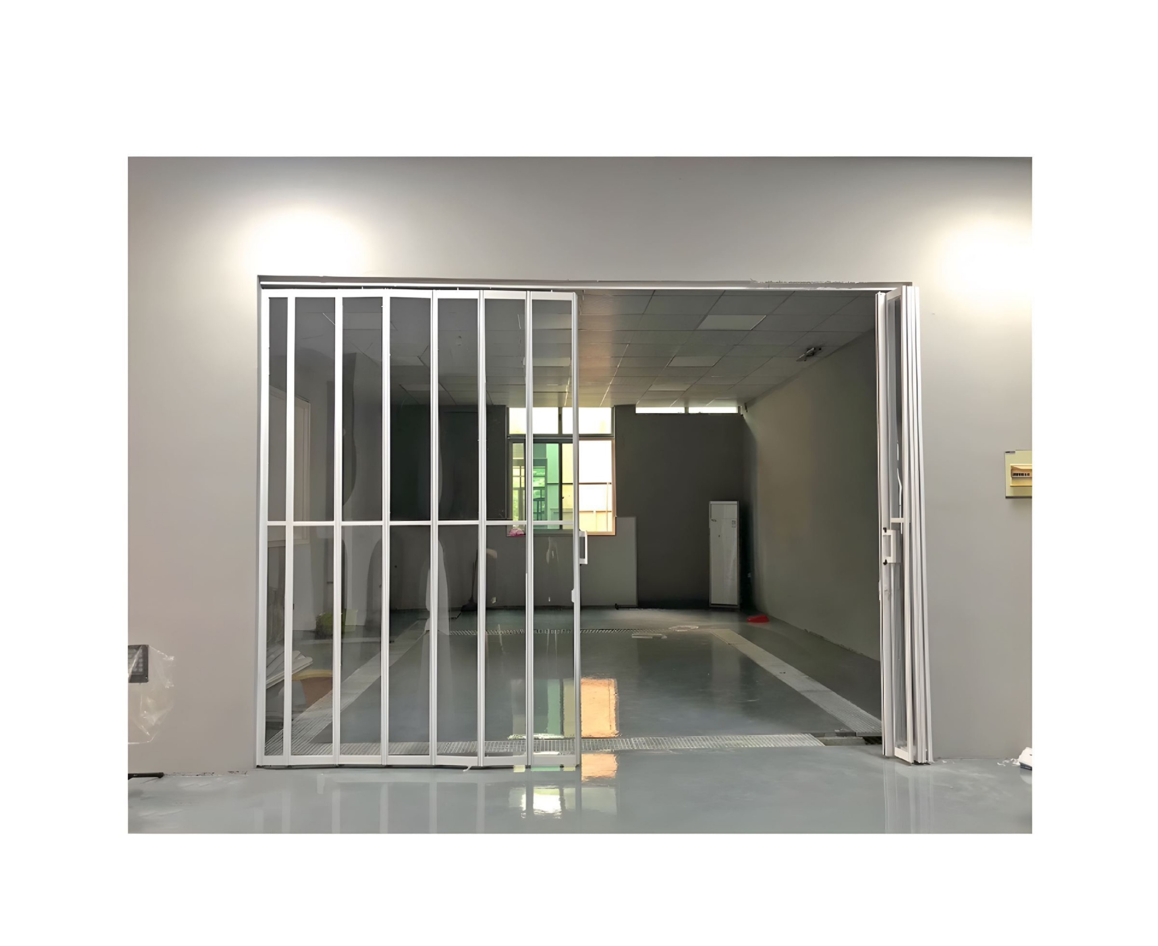 Modern Style Commercial Aluminium Acrylic Sliding Fold Shutter Door Folding Crystal with Finished Surface for Supermarket Use