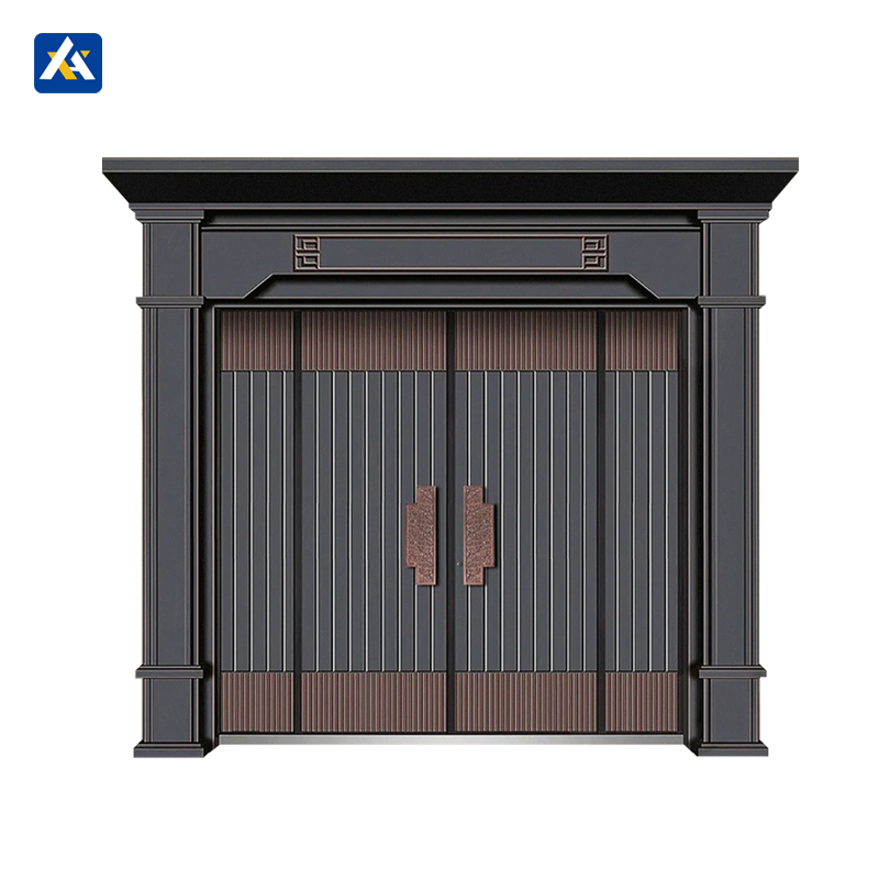 Modern Burglarproof Residential Aluminum Entry Exterior Entrance Doors Security Front Double Pivot Doors With Glass for Home