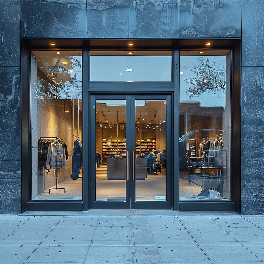 Store Front Door Factory Price Commercial Doors Slidng System Aluminum Frame Tempered Glass Storefront Door