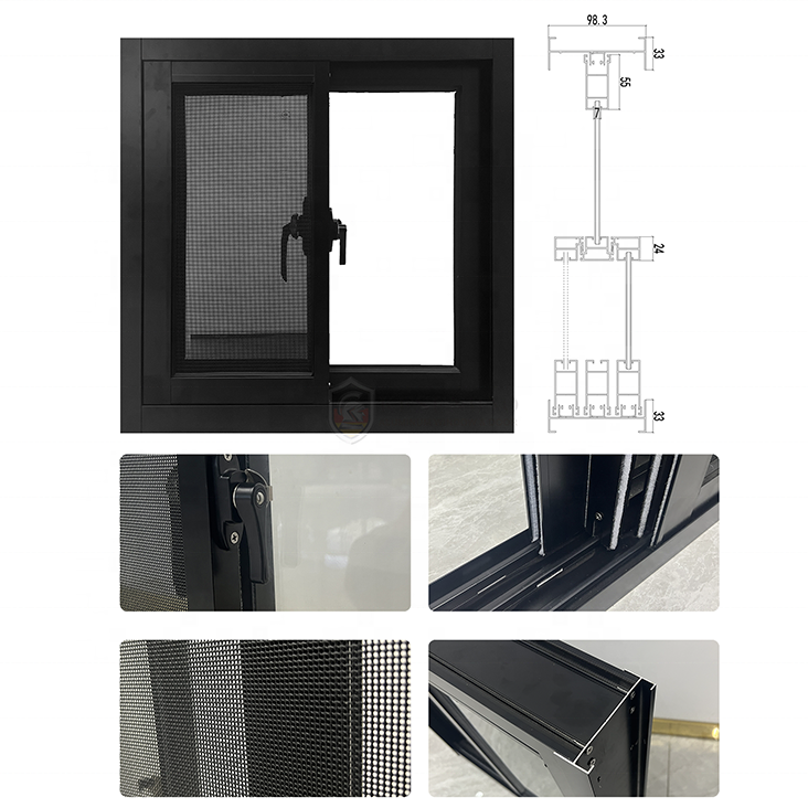 Heavy Duty Thermal Break Aluminum Sliding Windows with Mosquito Net for Villa Balcony Patio Application
