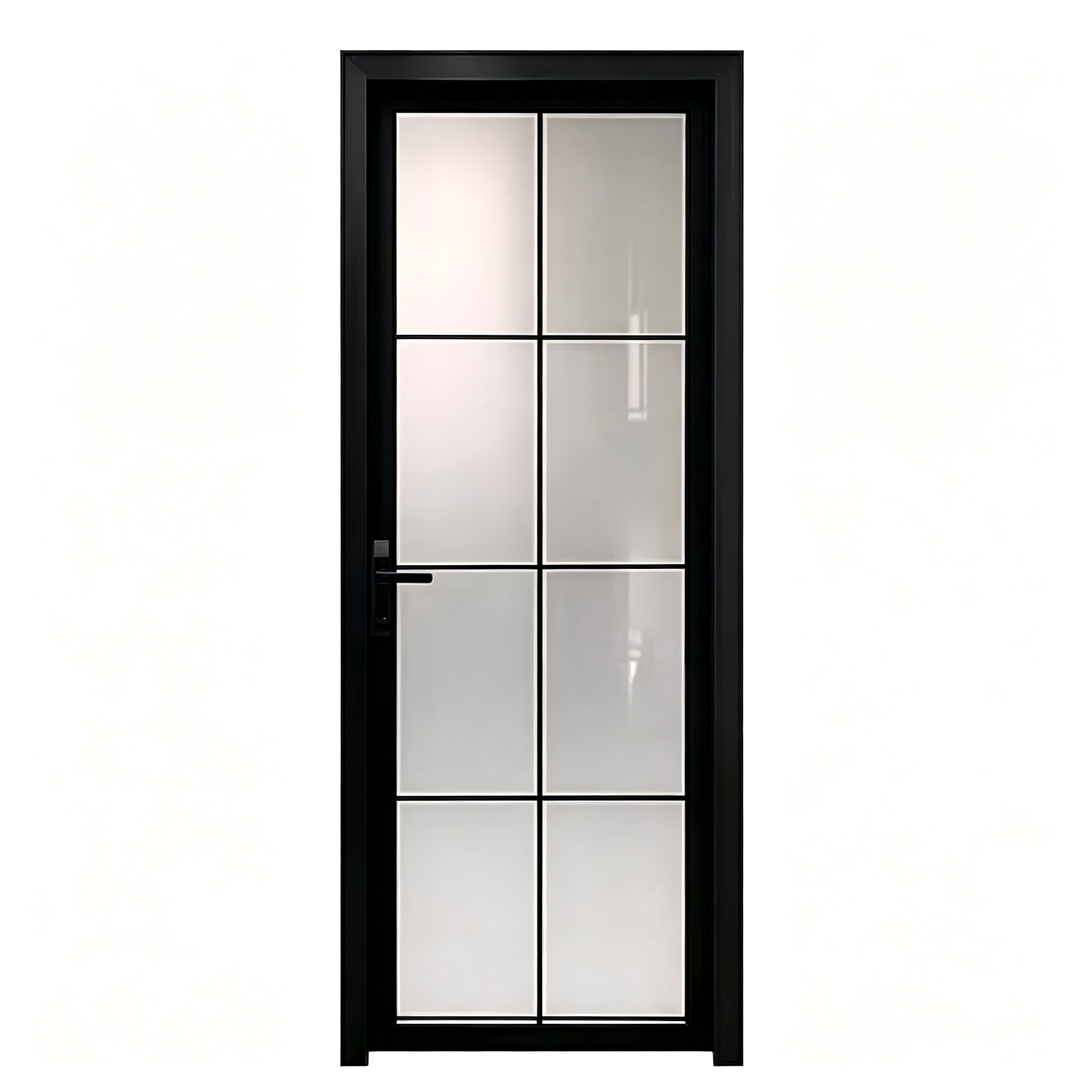 Aluminum Bathroom Door Black Frame Frosted Glass Waterproof Anti Corrosion Dry Wet Separation Hotel Apartment OEM Custom