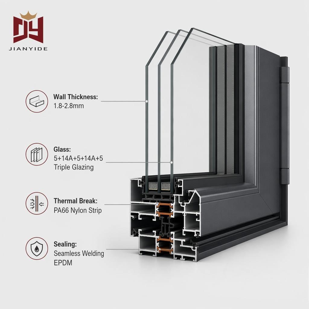 Waterproof Aluminium Casement Windows Energy Efficient Custom Size OEM ODM Manufacturer For Residential Projects CE Certified