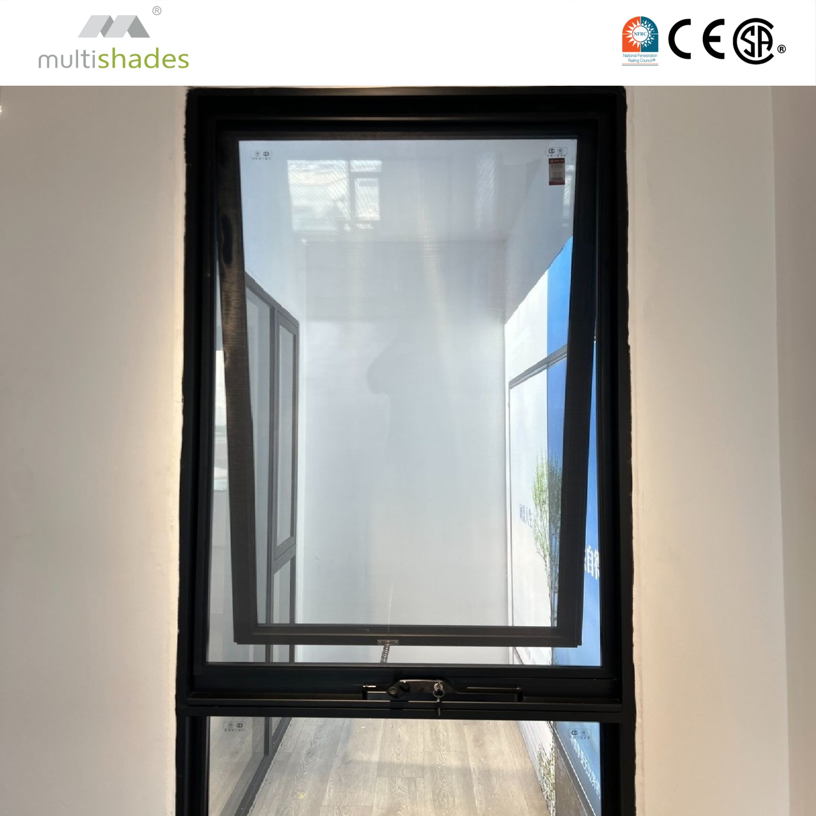 Multishades OEM ODM Custom Modern Swing Louver Awning Window with German Hardware Built-In Screen for Outdoor Kitchen Villa Use