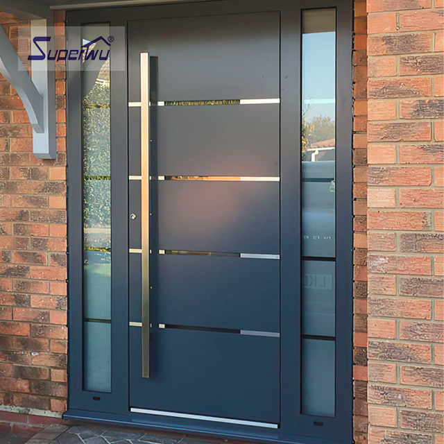 NFRC AS2047 Manual Finished Exterior Safety Impact Entry Doors With Double Glass Aluminium Frame For Bedroom And School