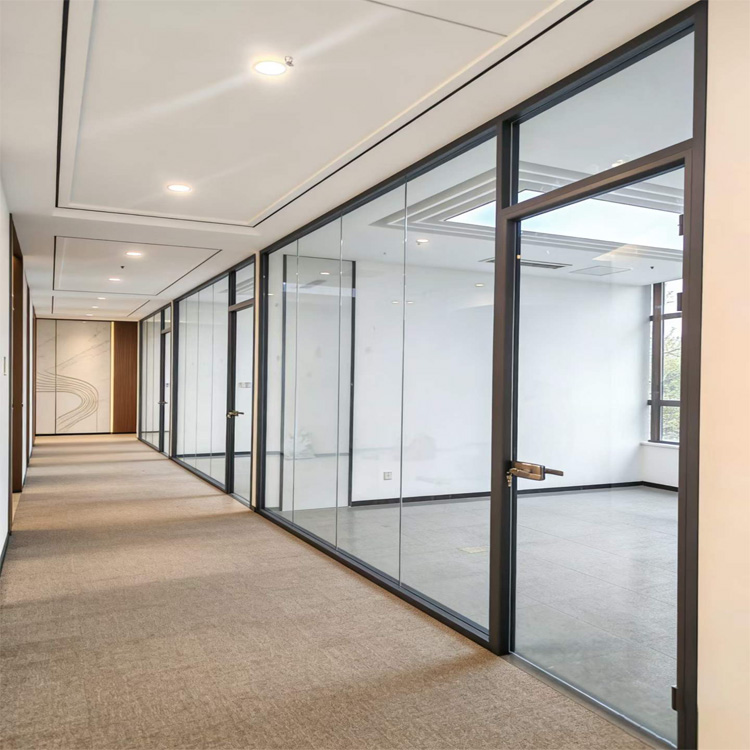 Commercial Office Glass Partition System Aluminum Frame Tempered Glass Modular Office Wall Soundproof Partition