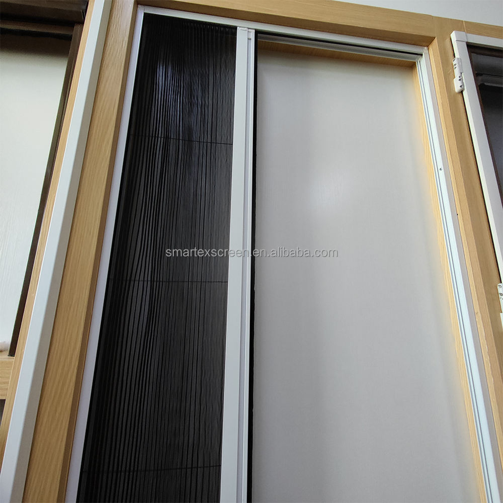 Sturdy Construction Pleated Folding Fly Mesh Aluminium Frame Anti Insect Polyester Screen Door