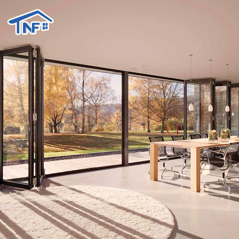 NF Modern Design Aluminum Alloy Interior Glass Bifold Accordion Doors Finished Surface for Hotel Kitchen Use