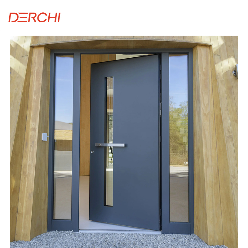 DERCHI Luxury Design Stainless Steel Entrance Door Exterior Security Front Pivot Door Modern Entry Grey Aluminum Pivot Door