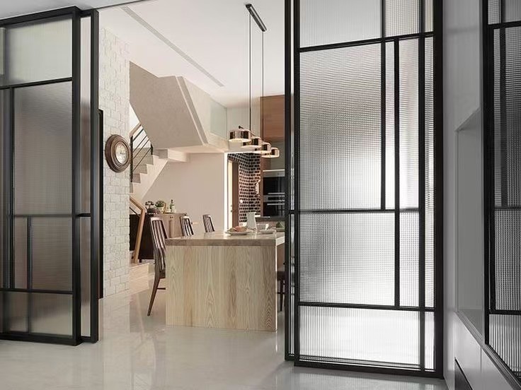 Aluminum Frameless Frosted Glass Sliding Door Room Partition Indoor Glass Door Sliding Balcony Courtyard Partition Office