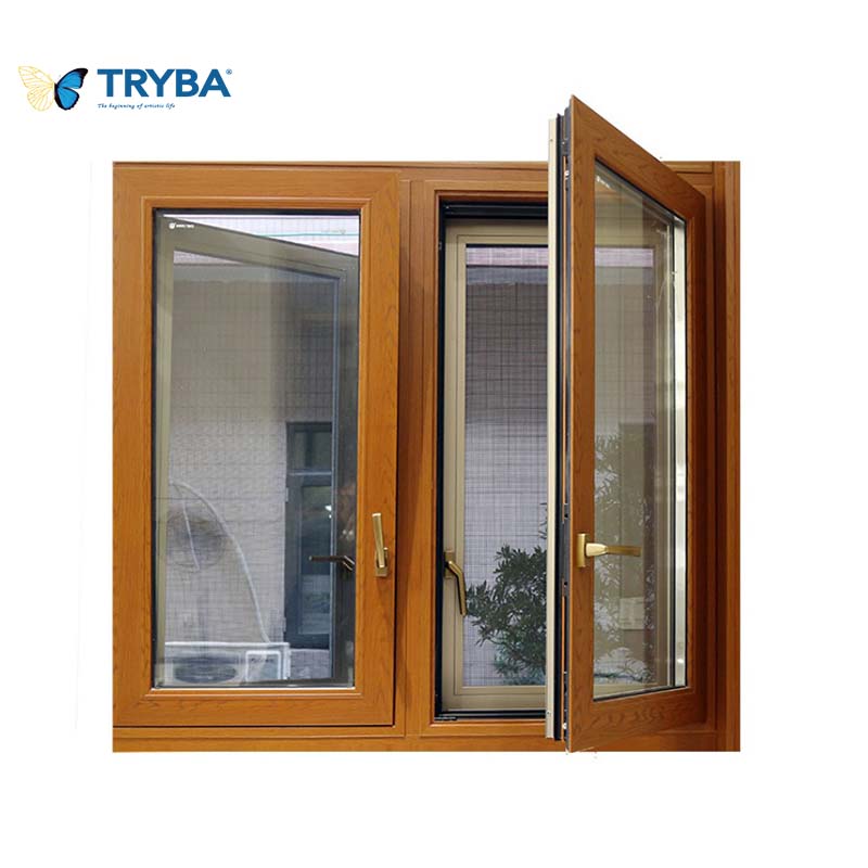High Quality Modern Eco Composite Wood Thermal Break Design Aluminum Wood Tilt and Turn Window Inward Opening System with Louver