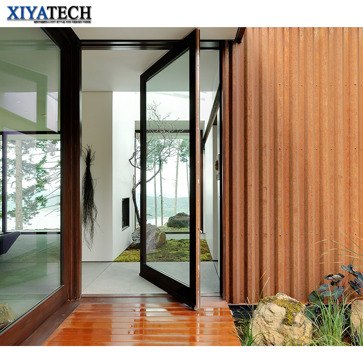 XIYATECH Pivot Door Supplier Entrance Security Exterior Mian Door Aluminium Profile Custom Tempered Glass